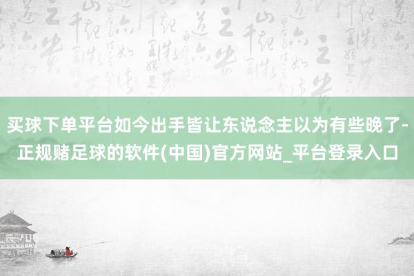 买球下单平台如今出手皆让东说念主以为有些晚了-正规赌足球的软件(中国)官方网站_平台登录入口