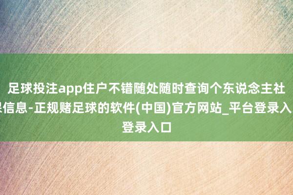 足球投注app住户不错随处随时查询个东说念主社保信息-正规赌足球的软件(中国)官方网站_平台登录入口