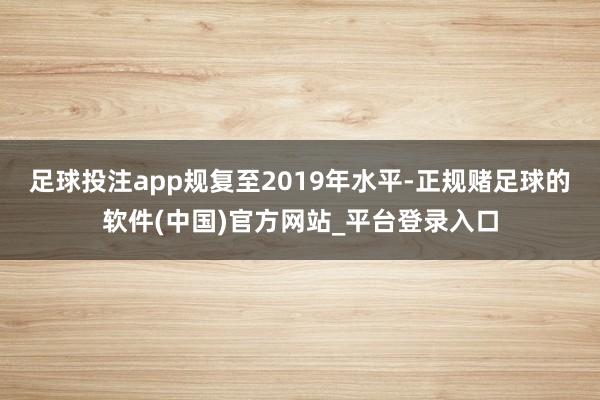 足球投注app规复至2019年水平-正规赌足球的软件(中国)官方网站_平台登录入口