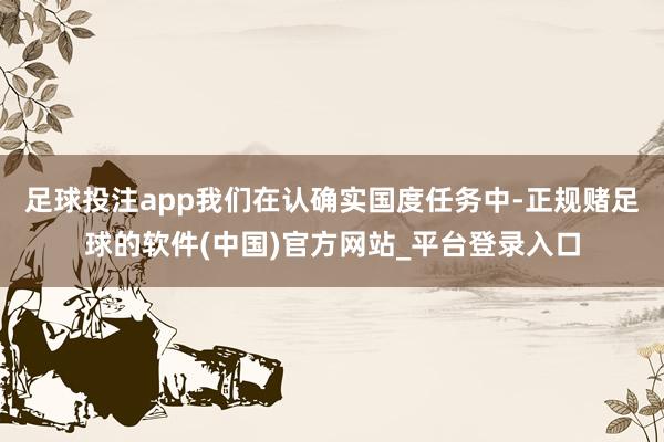 足球投注app我们在认确实国度任务中-正规赌足球的软件(中国)官方网站_平台登录入口