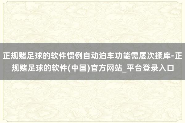 正规赌足球的软件惯例自动泊车功能需屡次揉库-正规赌足球的软件(中国)官方网站_平台登录入口