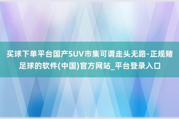 买球下单平台国产SUV市集可谓走头无路-正规赌足球的软件(中国)官方网站_平台登录入口