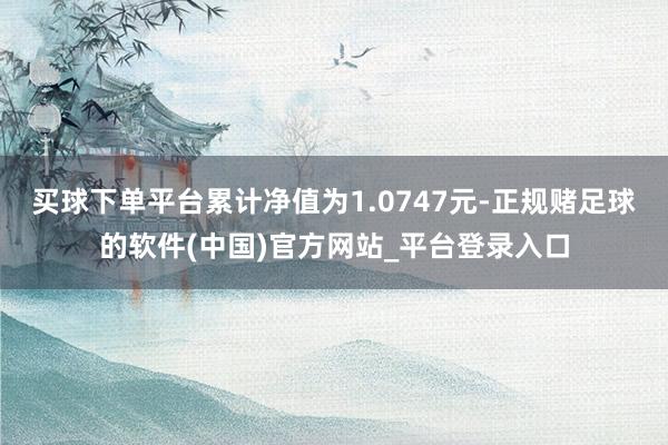 买球下单平台累计净值为1.0747元-正规赌足球的软件(中国)官方网站_平台登录入口