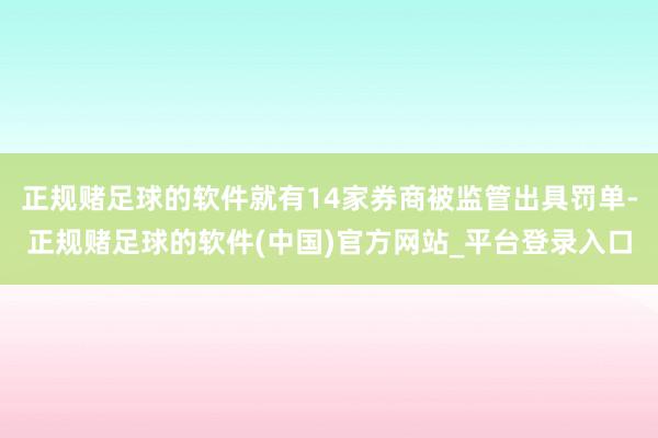 正规赌足球的软件就有14家券商被监管出具罚单-正规赌足球的软件(中国)官方网站_平台登录入口