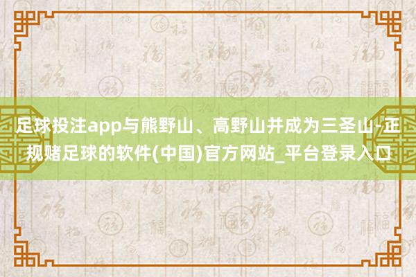 足球投注app与熊野山、高野山并成为三圣山-正规赌足球的软件(中国)官方网站_平台登录入口