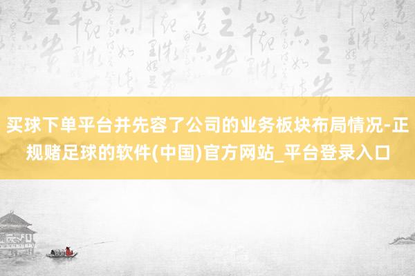 买球下单平台并先容了公司的业务板块布局情况-正规赌足球的软件(中国)官方网站_平台登录入口