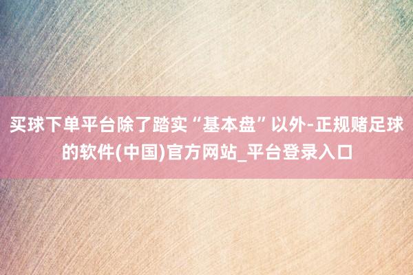 买球下单平台除了踏实“基本盘”以外-正规赌足球的软件(中国)官方网站_平台登录入口