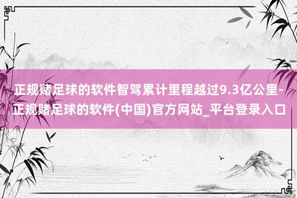 正规赌足球的软件智驾累计里程越过9.3亿公里-正规赌足球的软件(中国)官方网站_平台登录入口