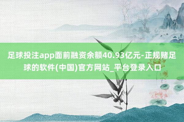 足球投注app面前融资余额40.93亿元-正规赌足球的软件(中国)官方网站_平台登录入口