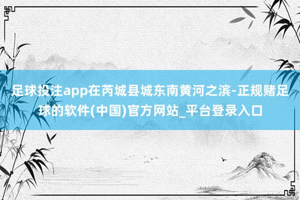 足球投注app在芮城县城东南黄河之滨-正规赌足球的软件(中国)官方网站_平台登录入口